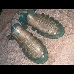 Mint green jelly sandals